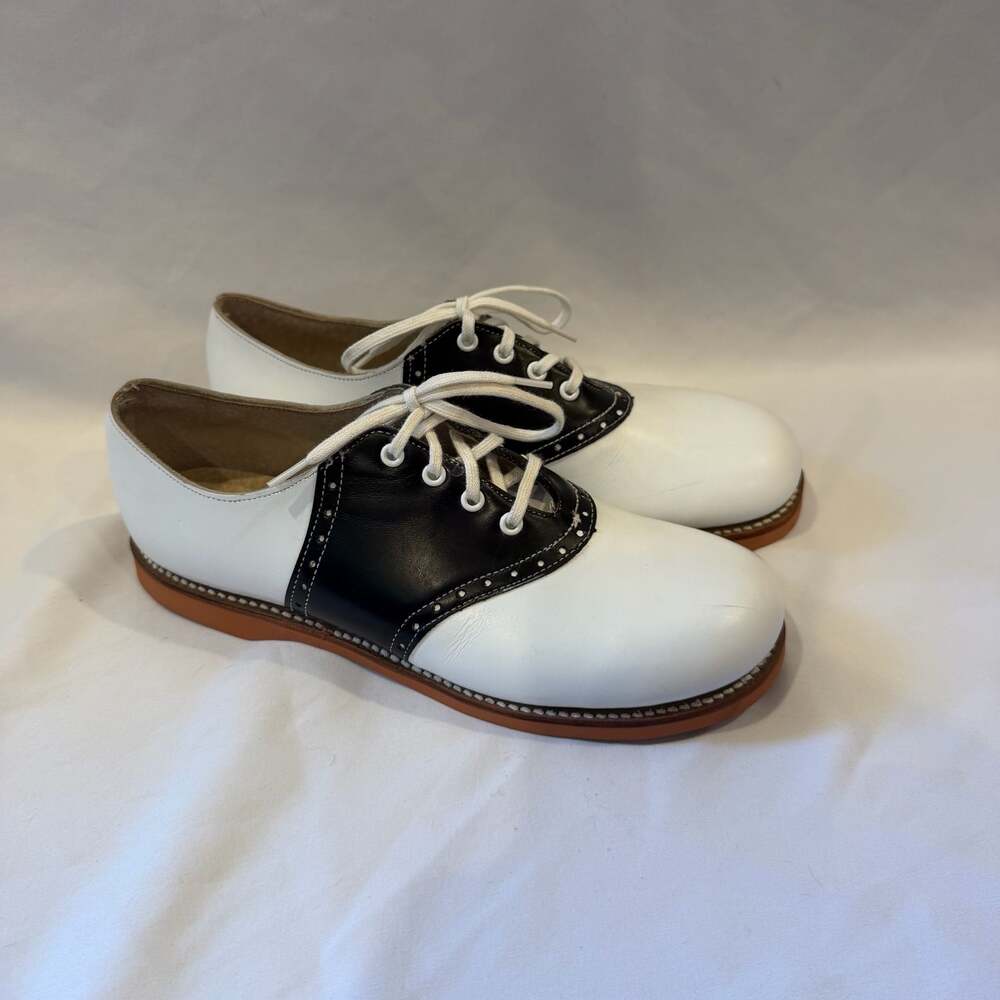 Vintage Biltrite Sole Leather Saddle Oxford Shoes Black and White